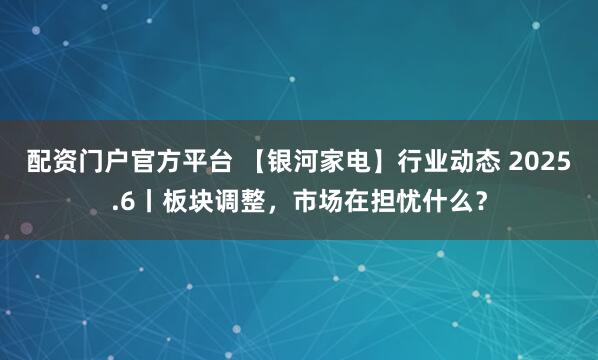 配资门户官方平台 【银河家电】行业动态 2025.6丨板块调整，市场在担忧什么？