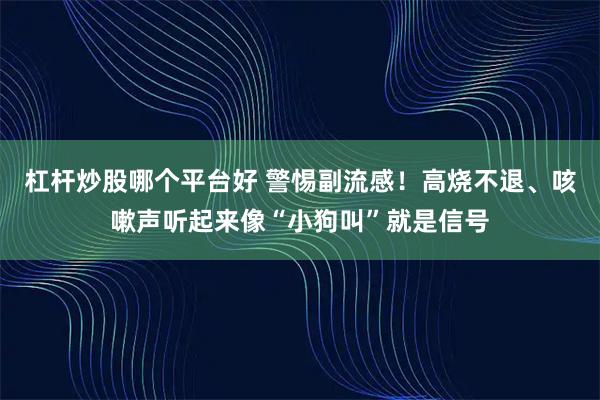 杠杆炒股哪个平台好 警惕副流感！高烧不退、咳嗽声听起来像“小狗叫”就是信号
